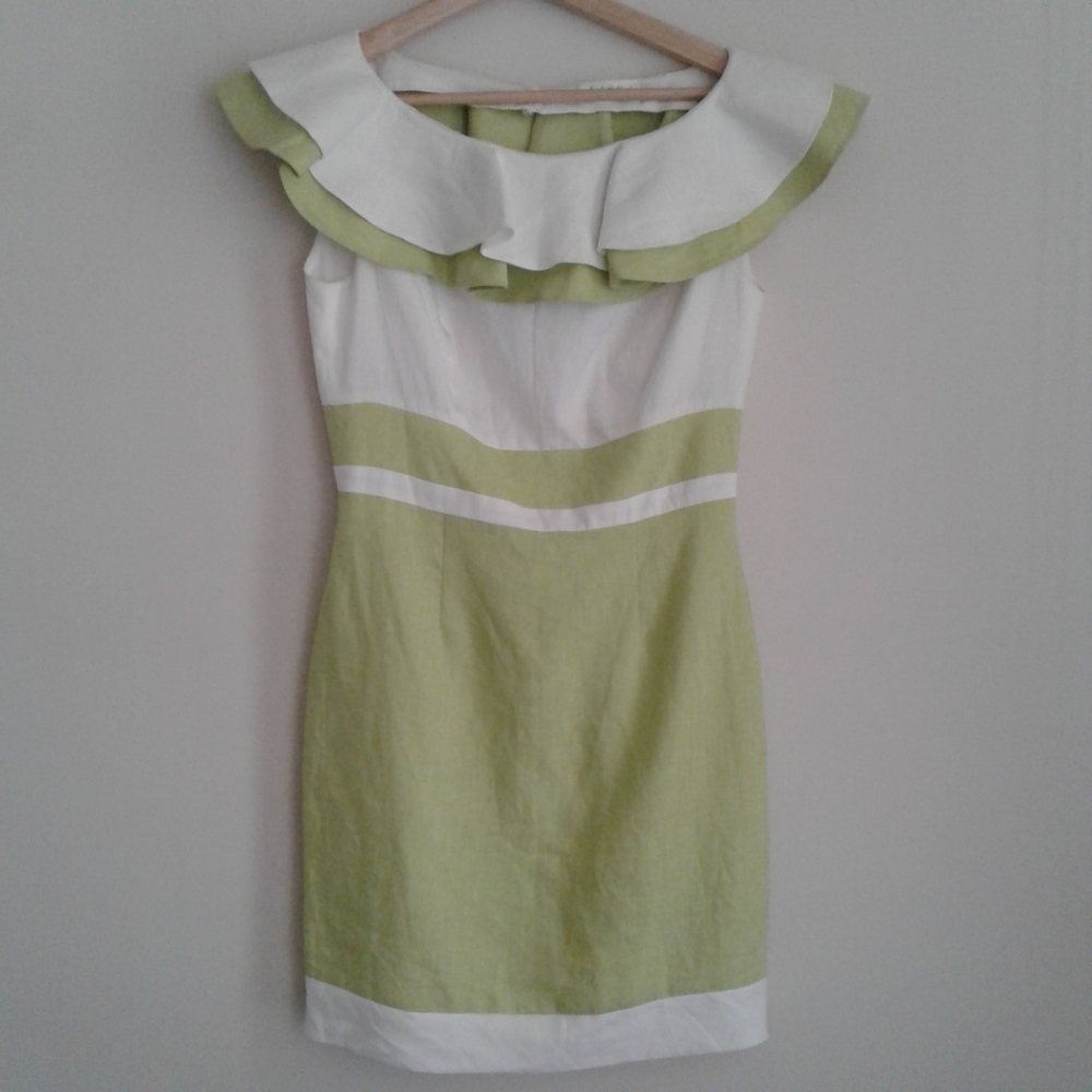 Mark Belford Couture Linen Dress Sleeveless Bateau Size 4* see measurements